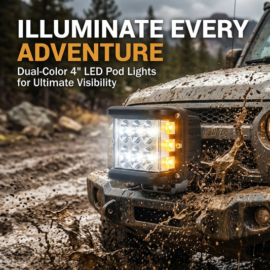 4-Inch LED Pod Lights (Single) - Dual-Color Work & Auxilary Lighting
