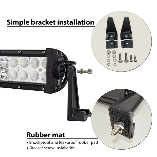 Curved Dual-Row LED Light Bar Kit (Wiring, Brackets included)