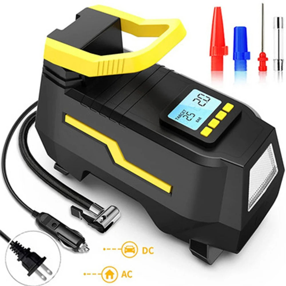 Portable 150 PSI Car Tire Inflator – 12V & AC Home Power, Digital Pressure Gauge