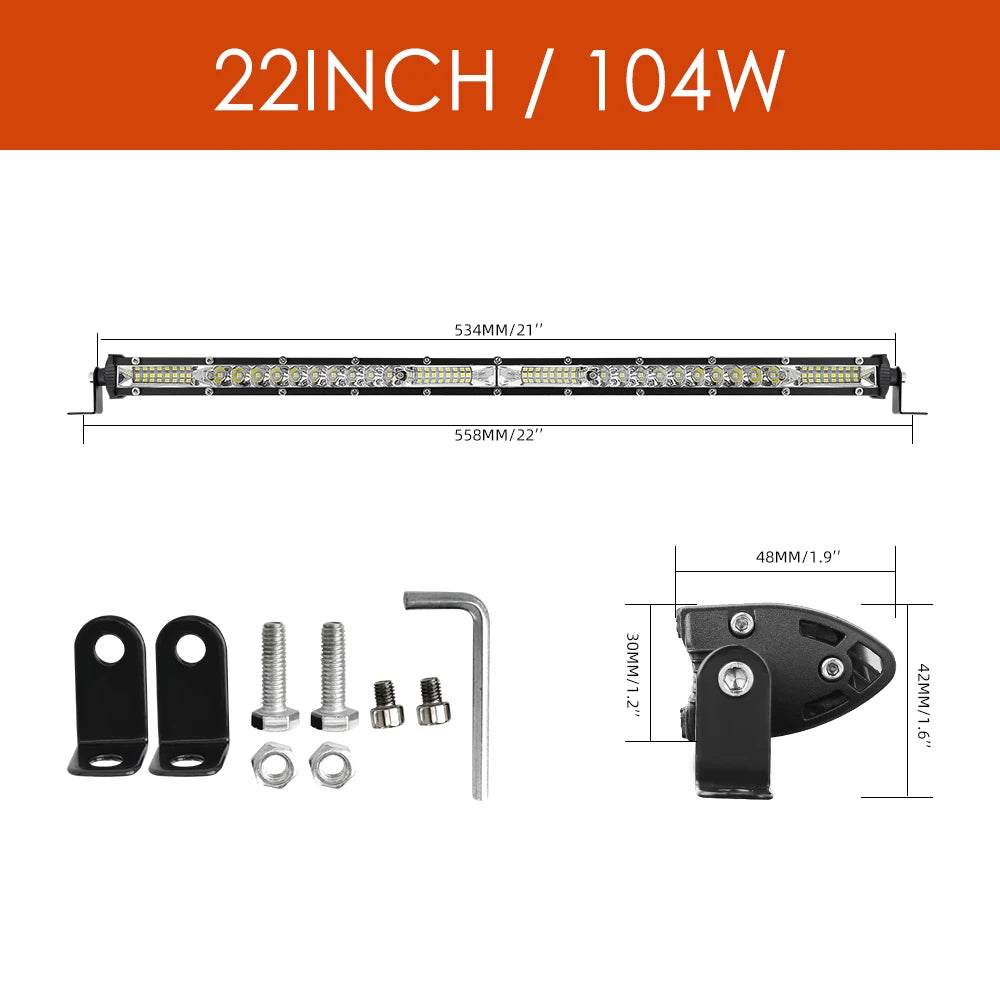 LED Light Bar Kit - Single Row Off-Road Driving Light
