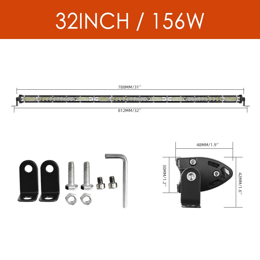 LED Light Bar Kit - Single Row Off-Road Driving Light