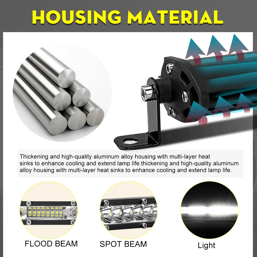 LED Light Bar Kit - Single Row Off-Road Driving Light