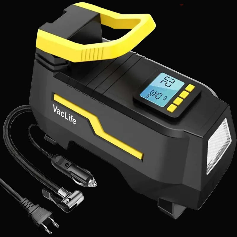 Portable 150 PSI Car Tire Inflator – 12V & AC Home Power, Digital Pressure Gauge