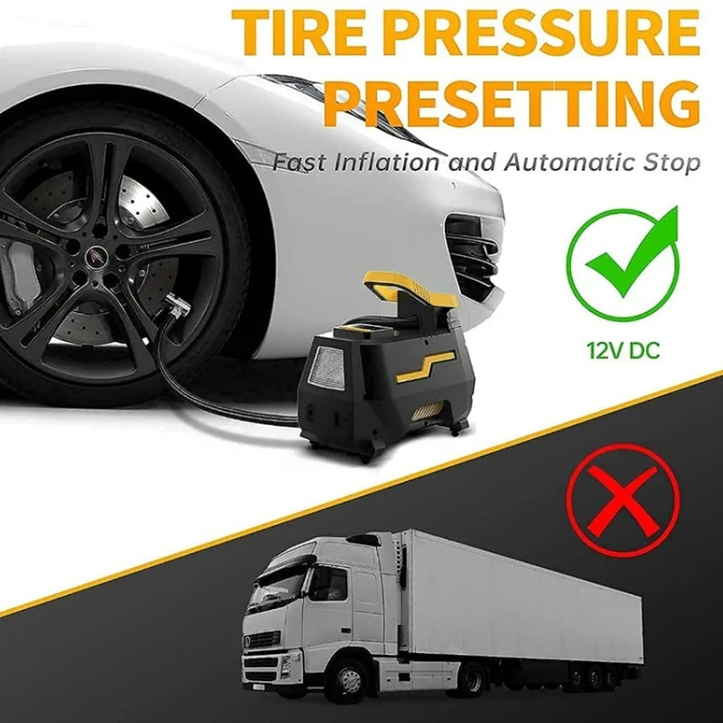Portable 150 PSI Car Tire Inflator – 12V & AC Home Power, Digital Pressure Gauge