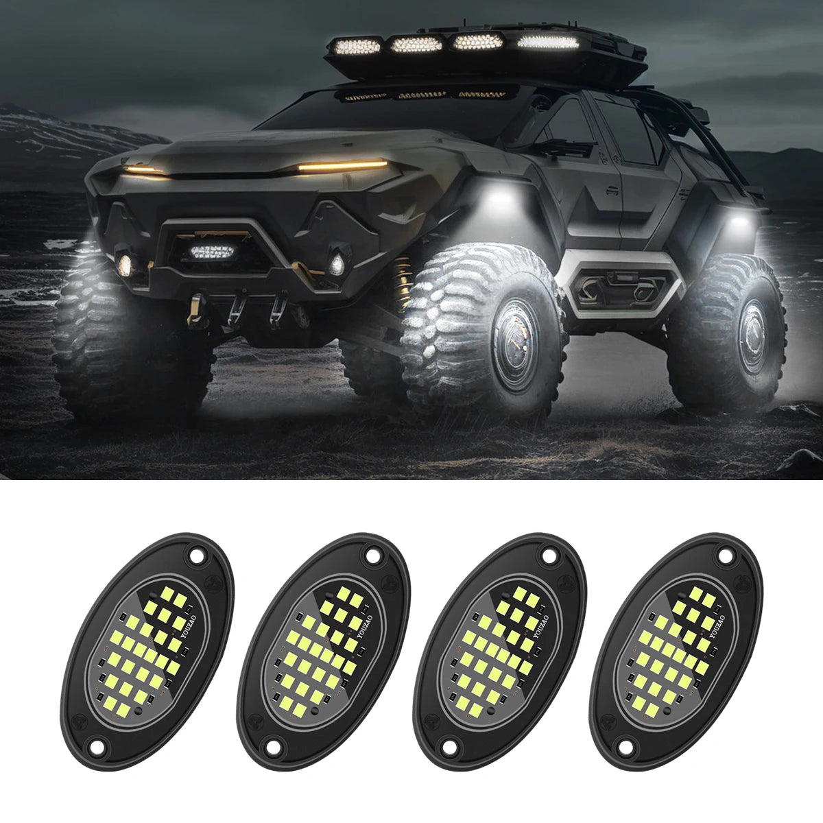 4pcs Car Chassis Light for Trucks LED Rock Lights with for Pickup Off Road Jeep SUV ATV UTV Car